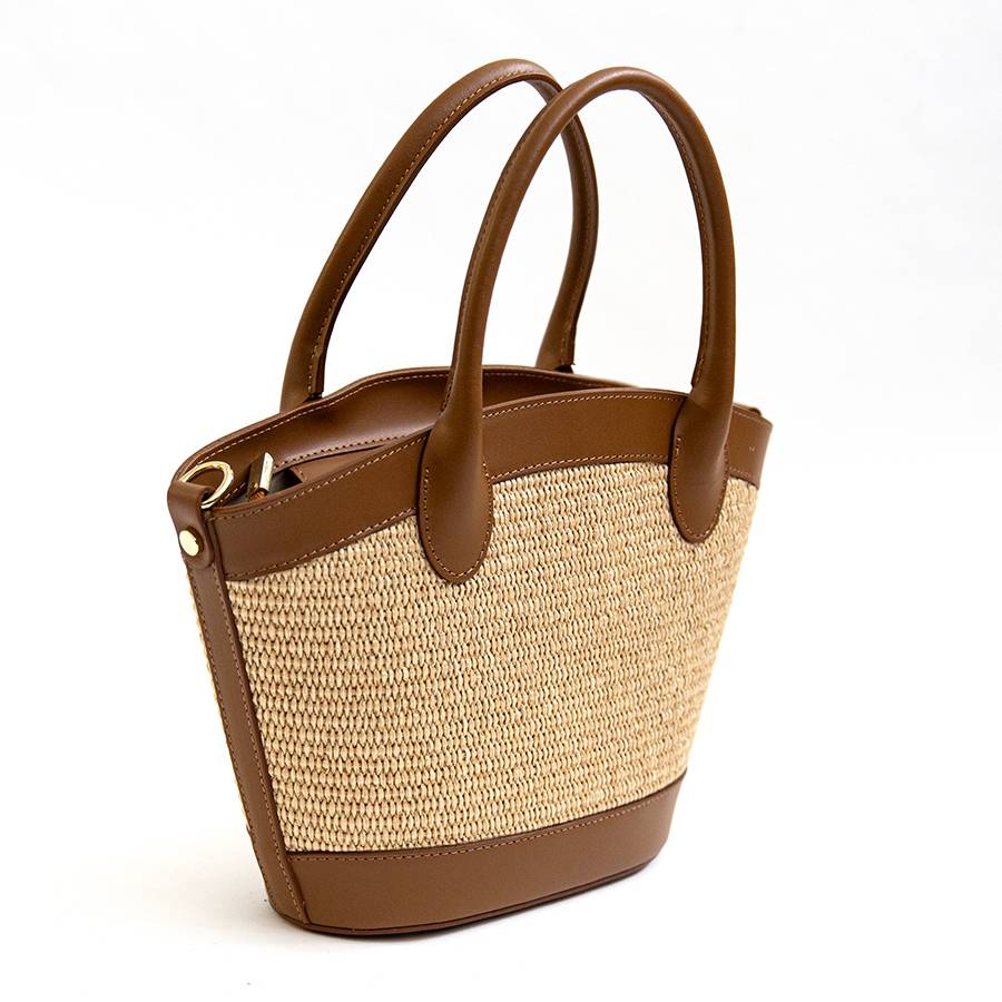 Laura Di Maggio FORMENTERA – Borsa In Pelle E Rafia Cuoio