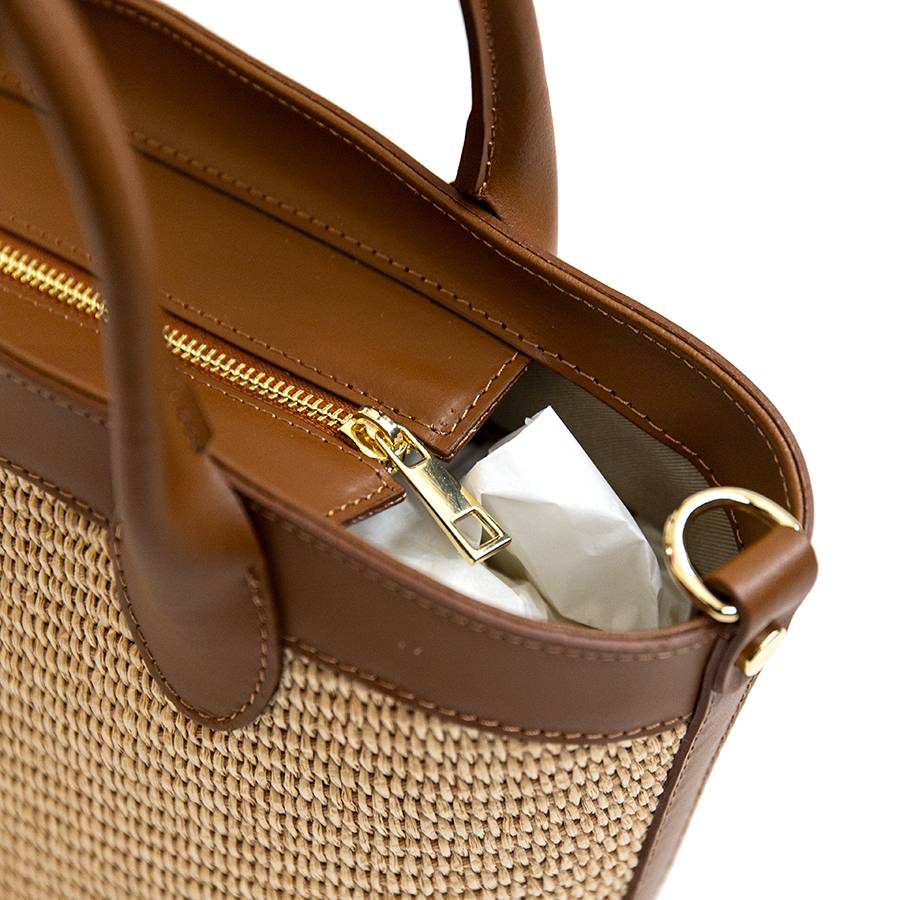 Laura Di Maggio FORMENTERA – Borsa In Pelle E Rafia Cuoio