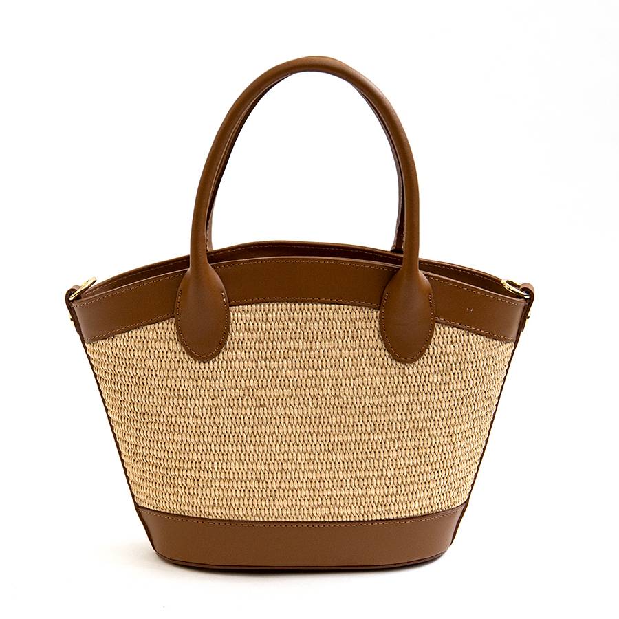 Laura Di Maggio FORMENTERA – Borsa in pelle e rafia cuoio