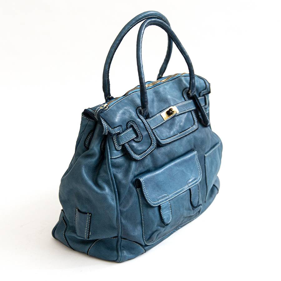 Laura Di Maggio GINEVRA – Borsa In Pelle Slavata Petrolio