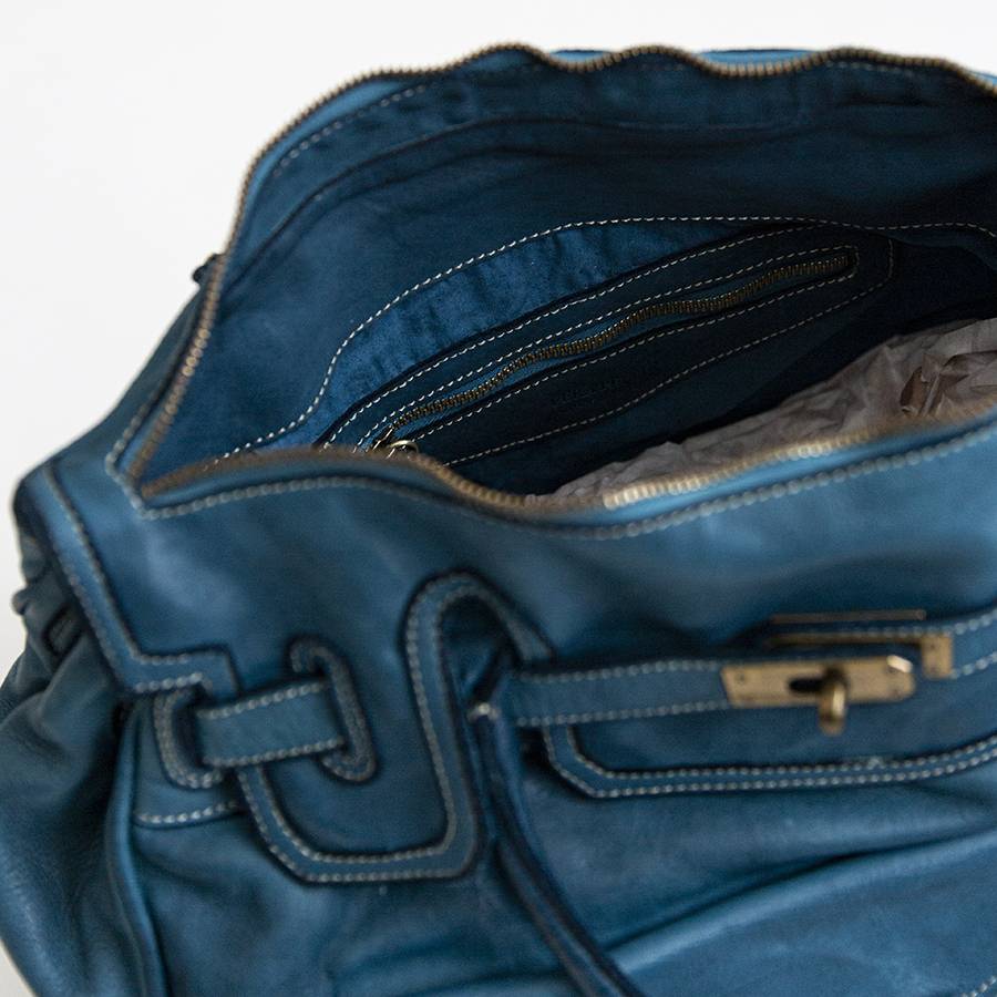 Laura Di Maggio GINEVRA – Borsa In Pelle Slavata Petrolio