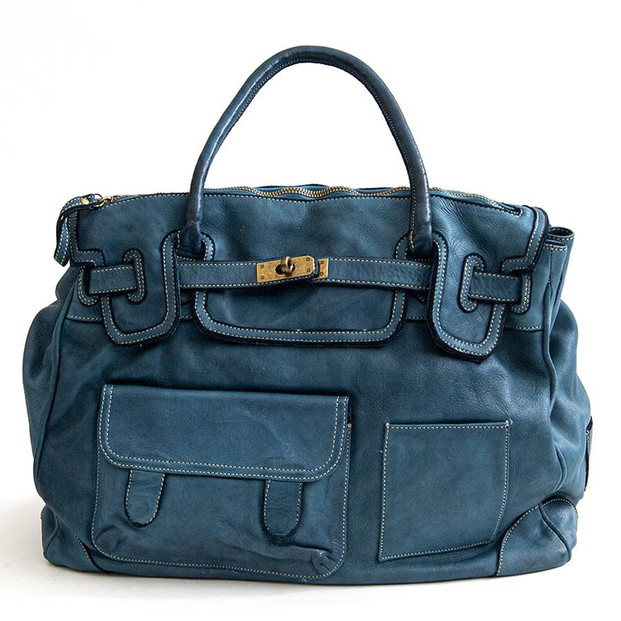 Laura Di Maggio GINEVRA – borsa in pelle slavata petrolio