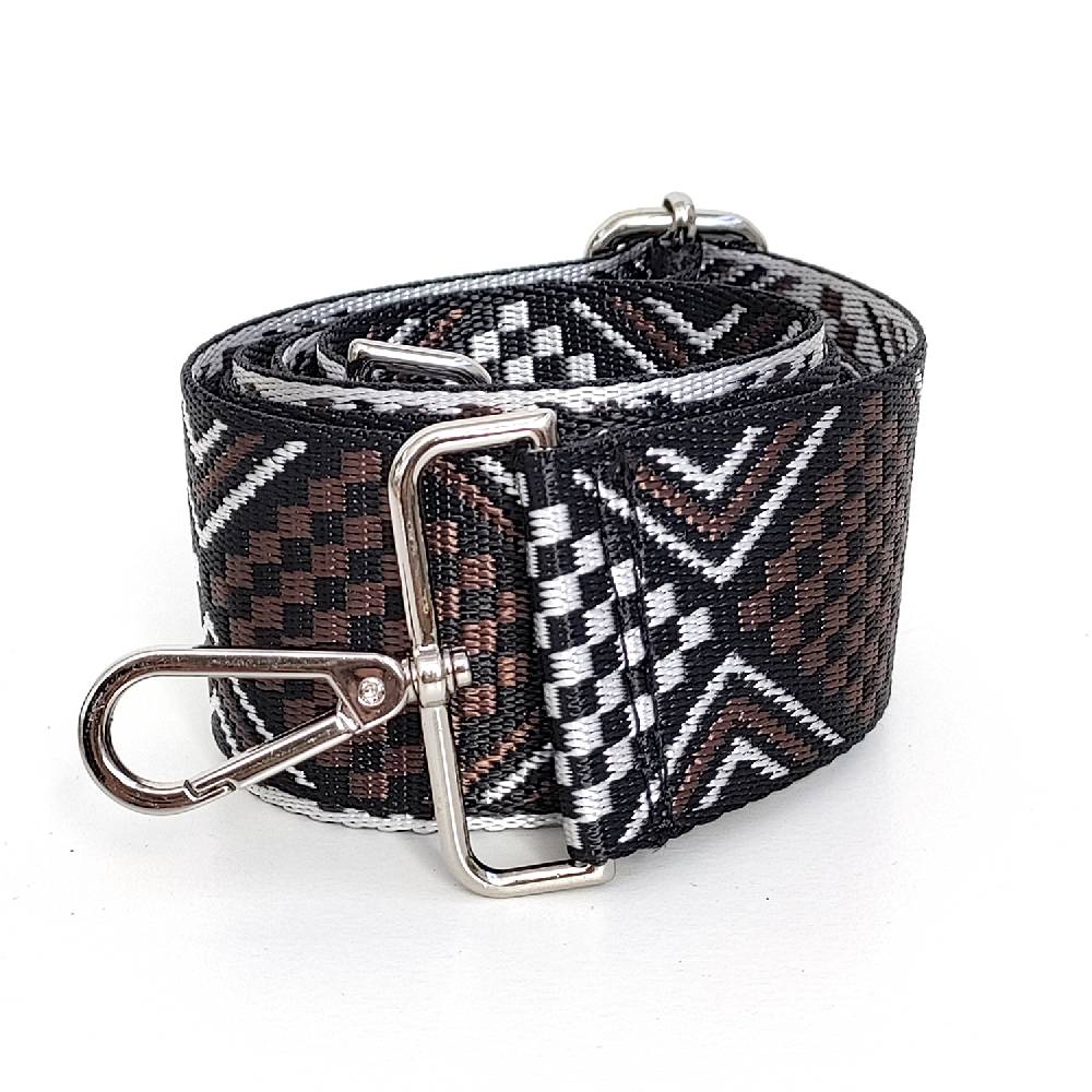 Laura Di Maggio GRAPHIC GEO- tracolla in tessuto con ganci argento