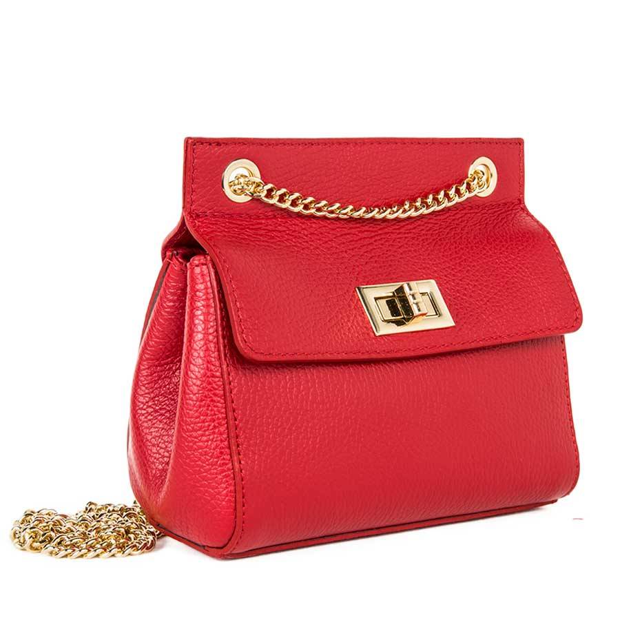 Laura Di Maggio GRETA – Mini Bag In Pelle Rossa Con Manici A Catena