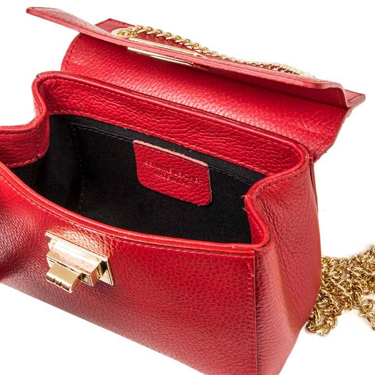 Laura Di Maggio GRETA – Mini Bag In Pelle Rossa Con Manici A Catena