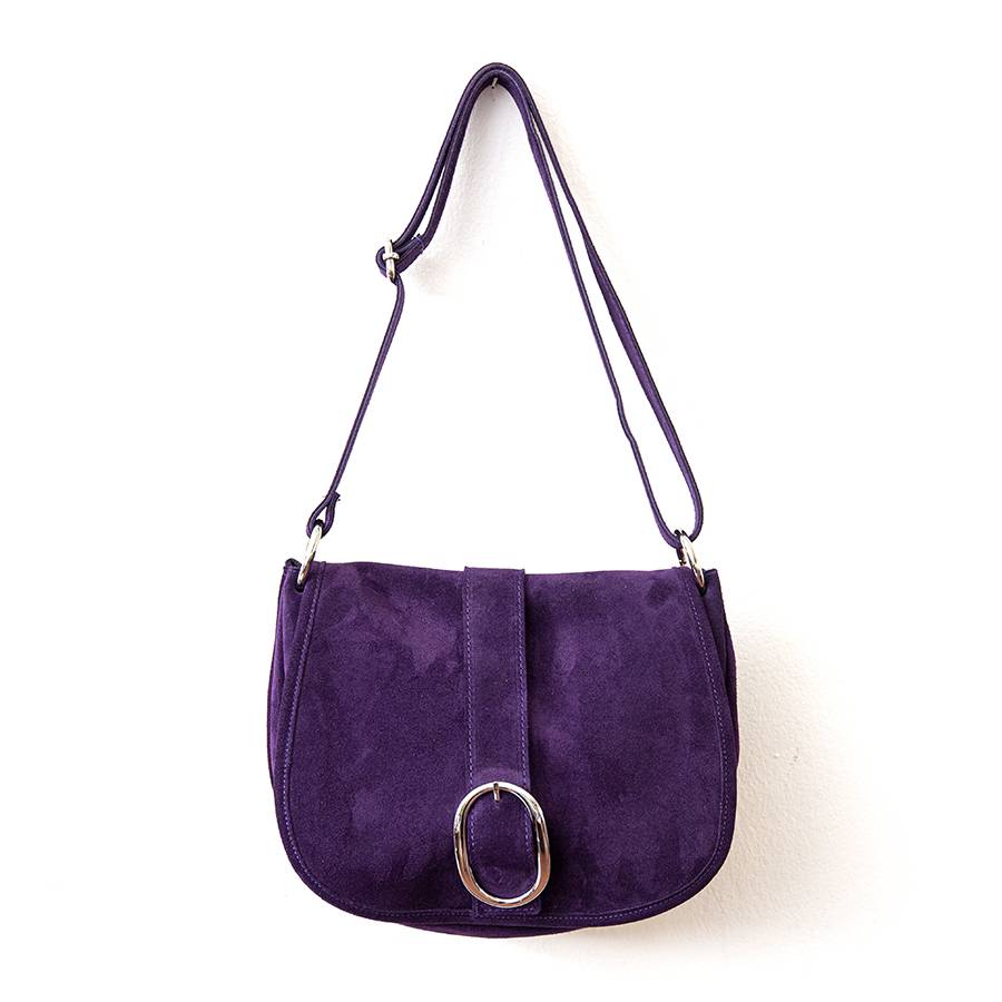 Laura Di Maggio HELOIZE – Postina in camoscio con fibbia viola