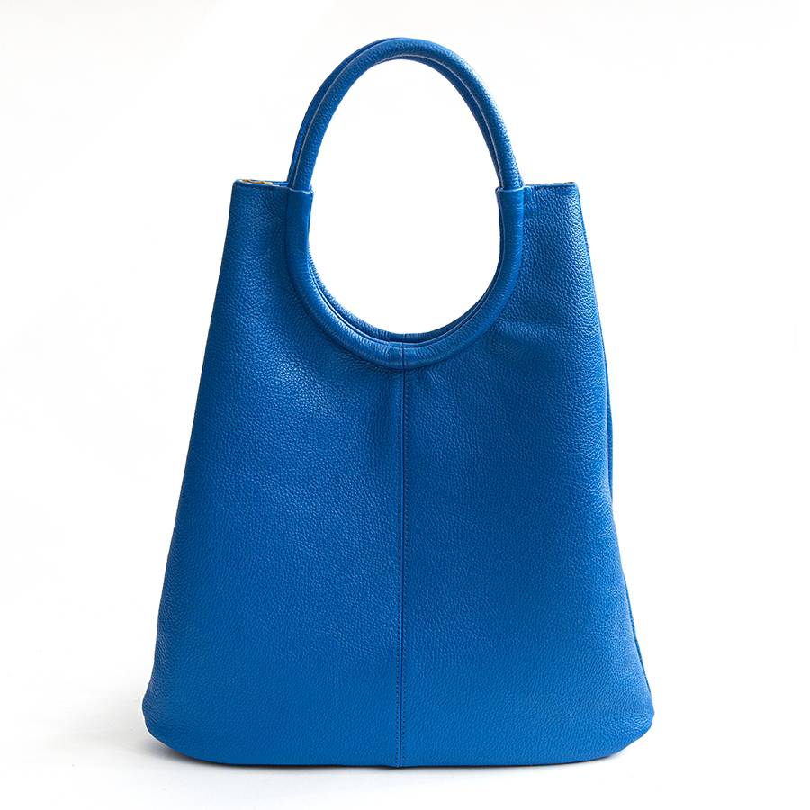 Laura Di Maggio INDIA – Maxi borsa con manico tondo in pelle blu