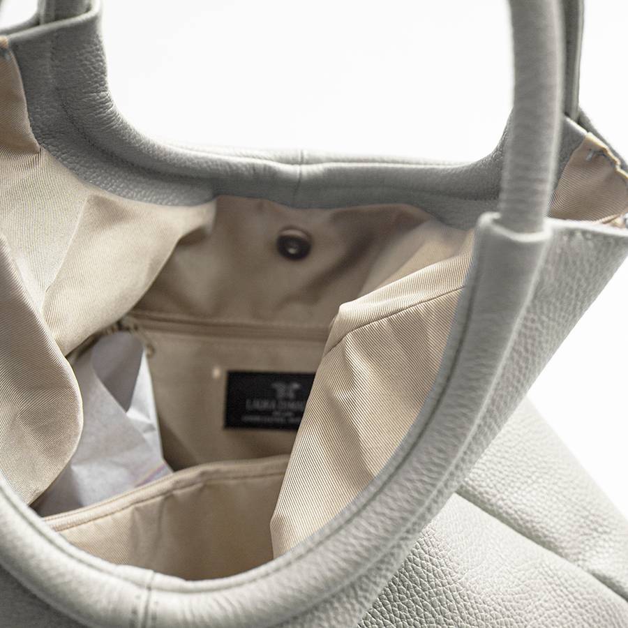 Laura Di Maggio INDIA – Maxi Borsa Con Manico Tondo In Pelle Latte