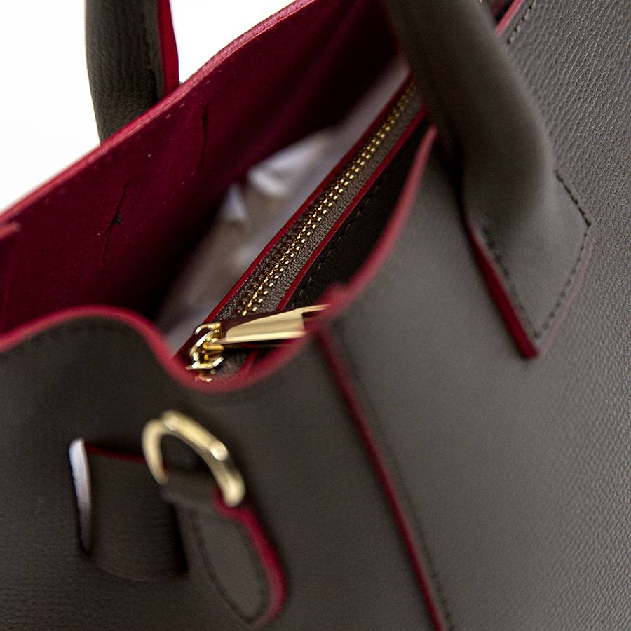 Laura Di Maggio IRINA – Tote In Pelle Testa Di Moro E Interno Rosso