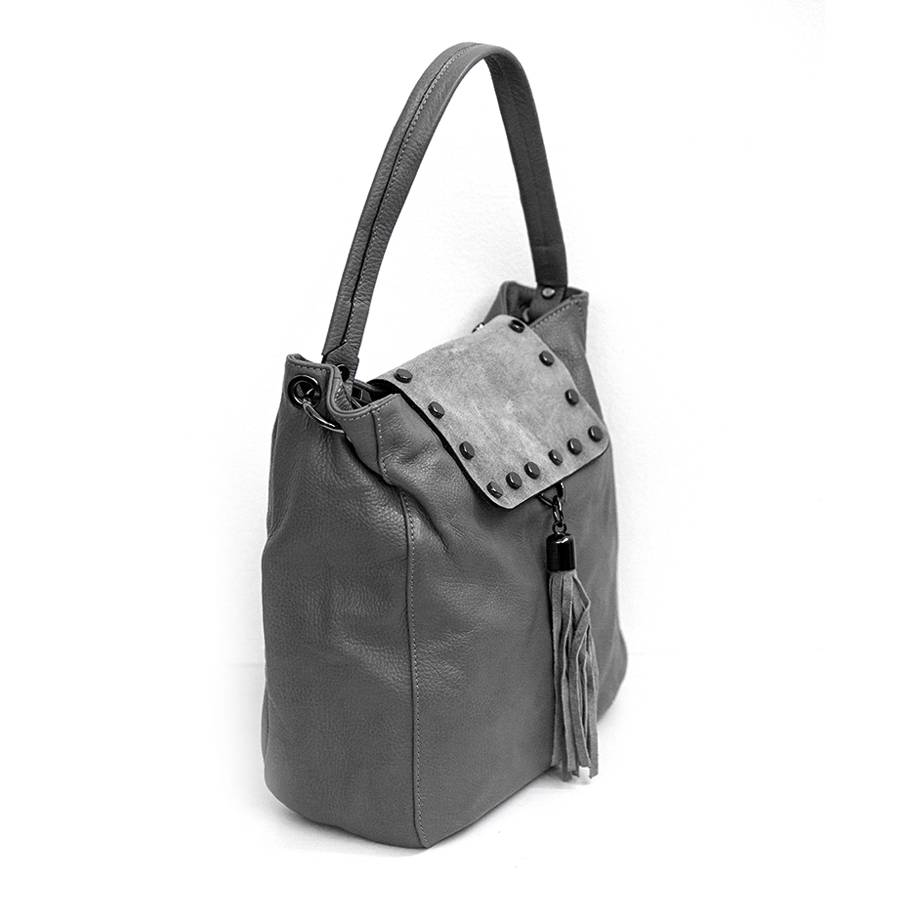 Laura Di Maggio ISIDORA – Borsa In Pelle Dollaro + Camoscio Antracite