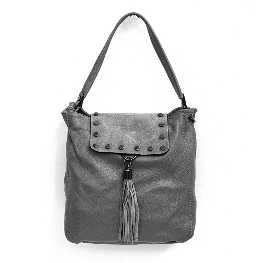 Laura Di Maggio ISIDORA – Borsa in pelle dollaro + camoscio antracite