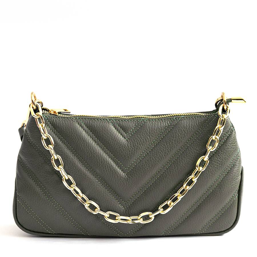 Laura Di Maggio ISOTTA – Baguette in pelle trapuntata oliva