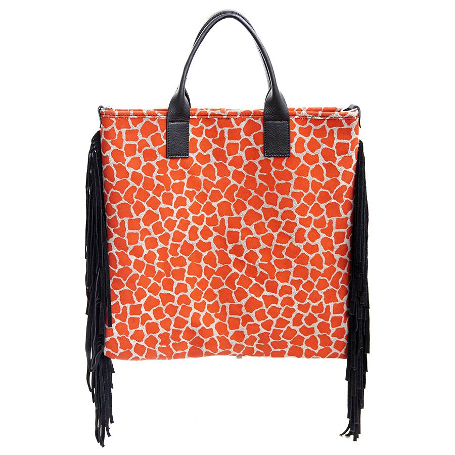 Laura Di Maggio JENNY – Borsa in camoscio stampa giraffa arancio
