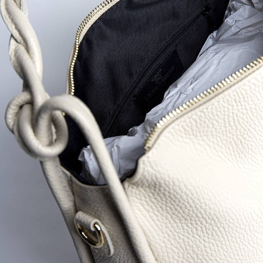 Laura Di Maggio JULES – Sacca In Pelle Con Manico Intrecciato Panna