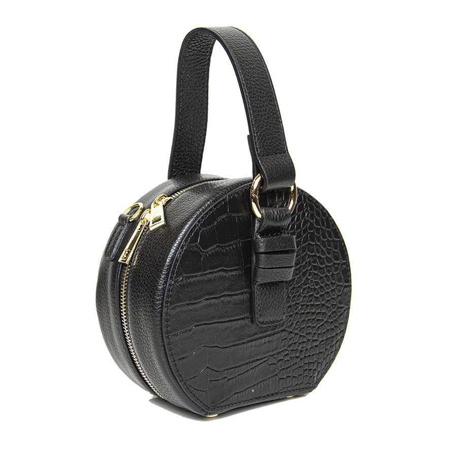 Laura Di Maggio LADY – Borsa Circolare In Pelle Stampa Cocco Nera