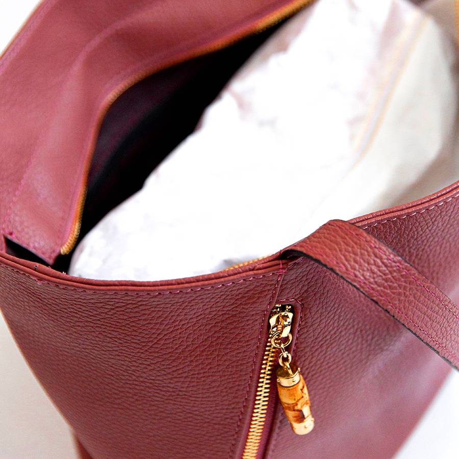 Laura Di Maggio BAMBU’ SHOPPER – Borsa In Pelle Rossa