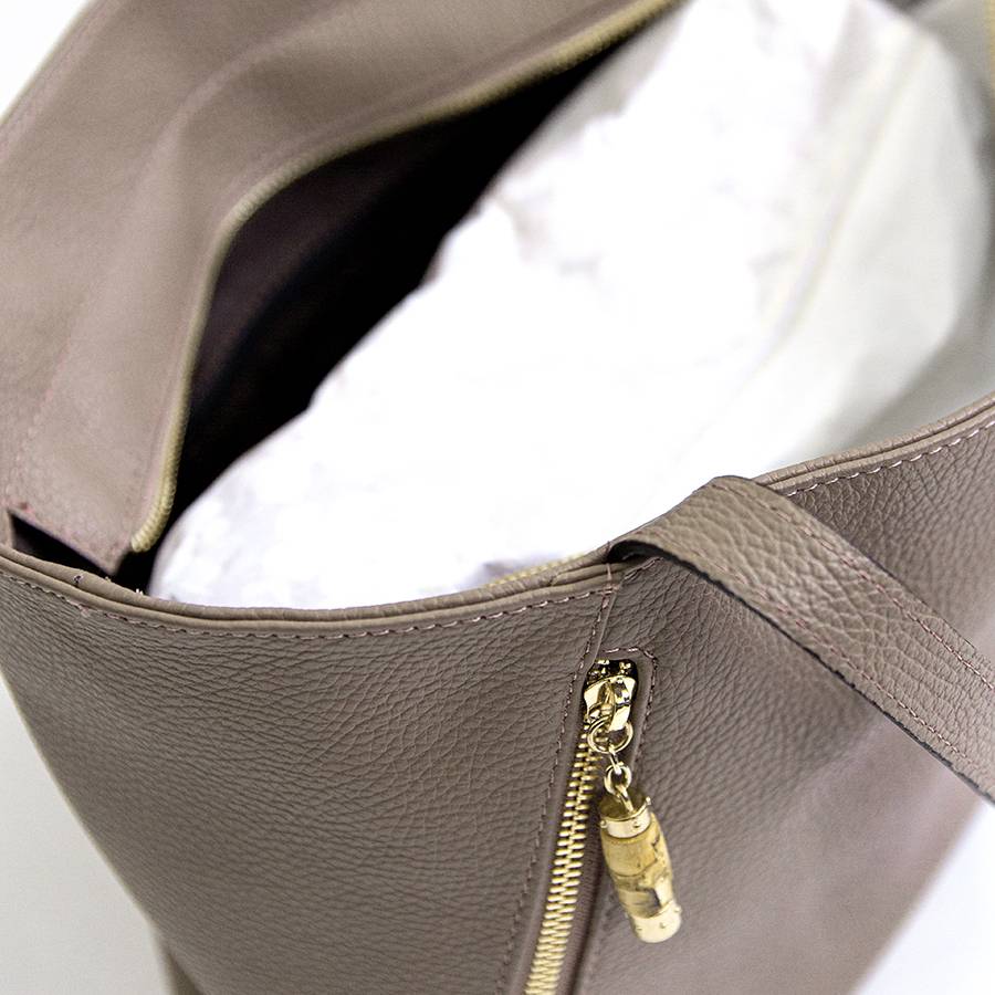 Laura Di Maggio BAMBU’ SHOPPER – Borsa In Pelle Taupe