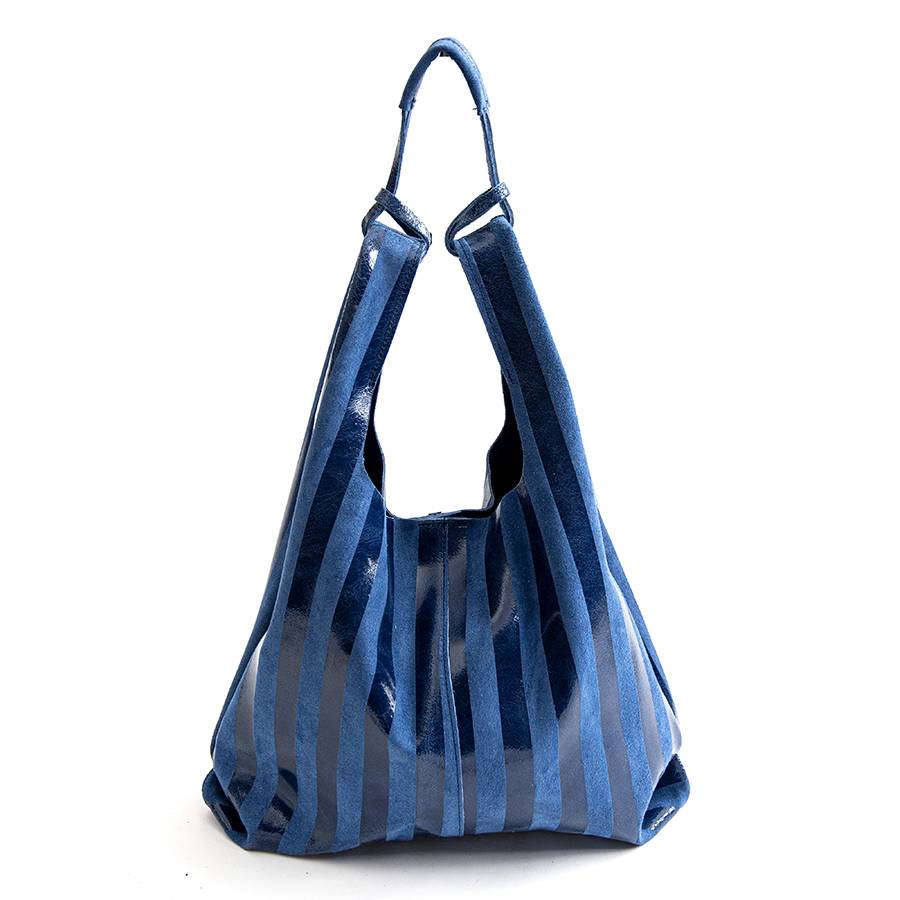 Laura Di Maggio LE SAC – sacca in pelle a righe blu