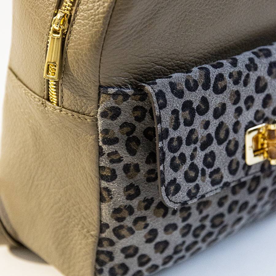 Laura Di Maggio NEMO – Zaino In Pelle Taupe & Leopard