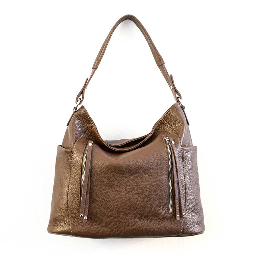 Laura Di Maggio ZIPPY – sacca in pelle con zip cuoio