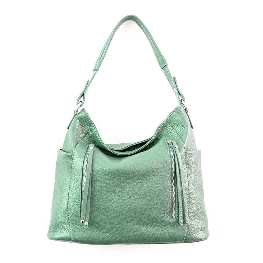 Laura Di Maggio ZIPPY – sacca in pelle con zip menta