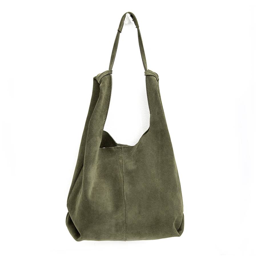 Laura Di Maggio LE SAC – sacca in pelle camoscio verde militare