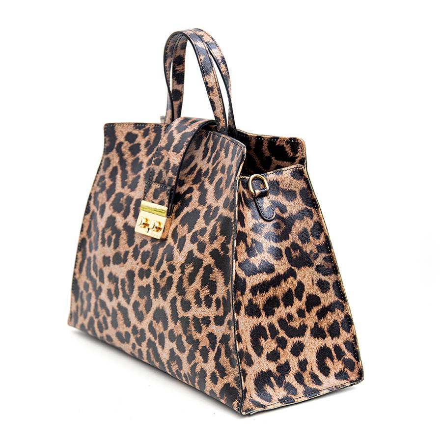 Laura Di Maggio LEOPARD BIG – Borsa In Pelle Saffiano Stampa Leopardo