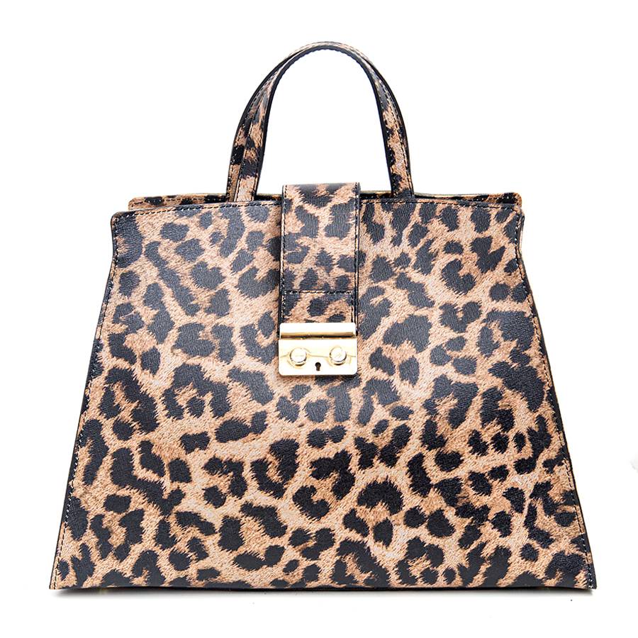 Laura Di Maggio LEOPARD BIG – Borsa in pelle saffiano stampa leopardo