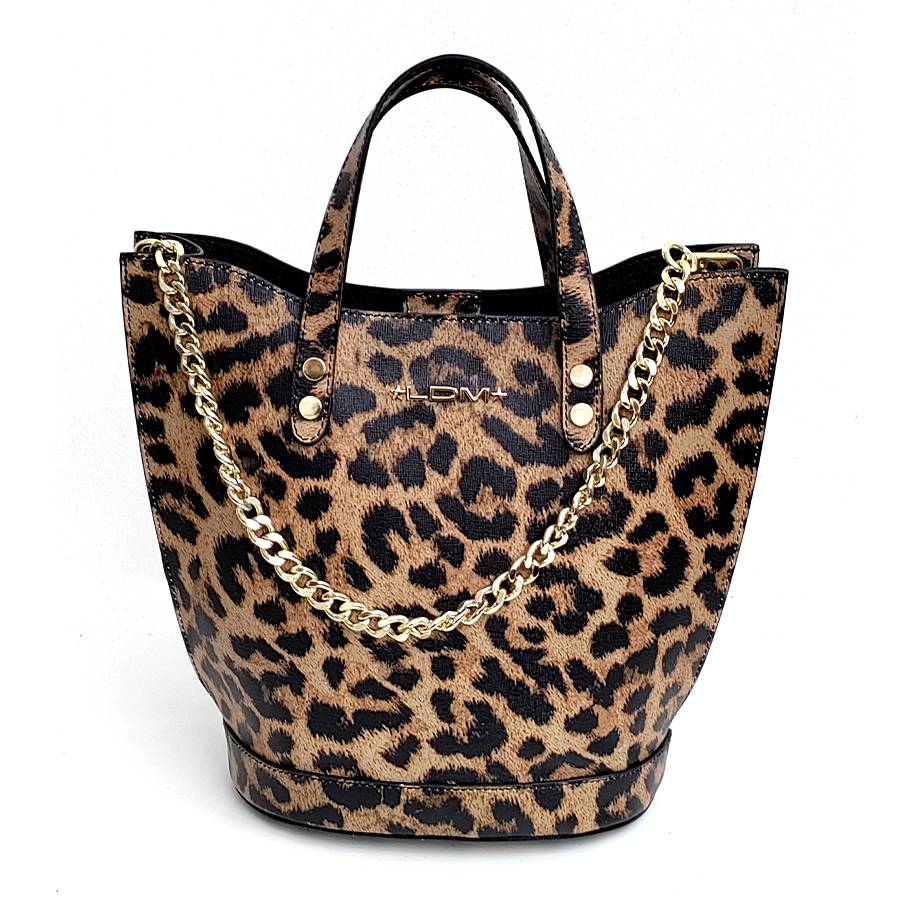 Laura Di Maggio LEOPARD BUCKET – secchiello in pelle saffiano stampata