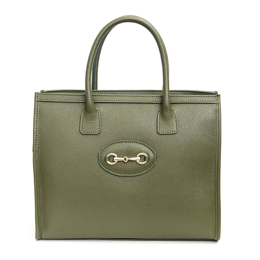 Laura Di Maggio LONDON – Borsa in pelle dollaro verde oliva