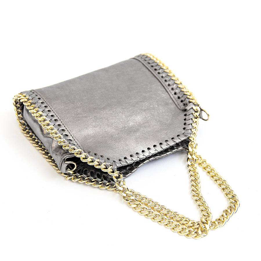 Laura Di Maggio LUMI – Borsa Con Catene In Pelle Laminata Argento