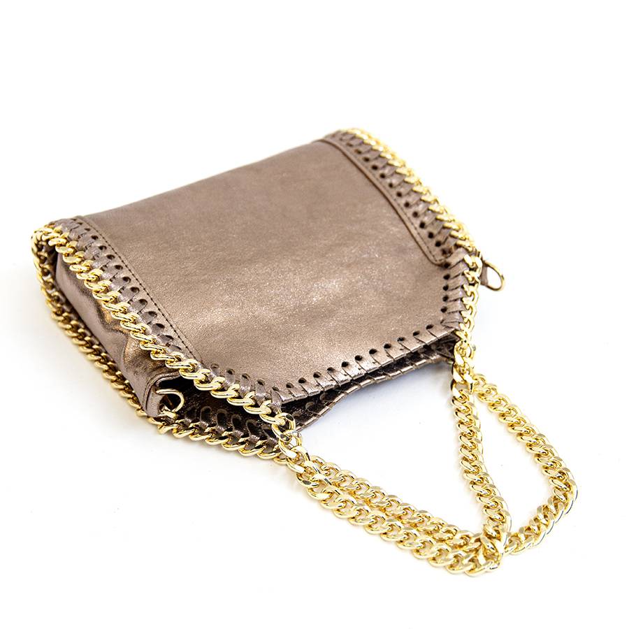 Laura Di Maggio LUMI – Borsa Con Catene In Pelle Laminata Bronzo