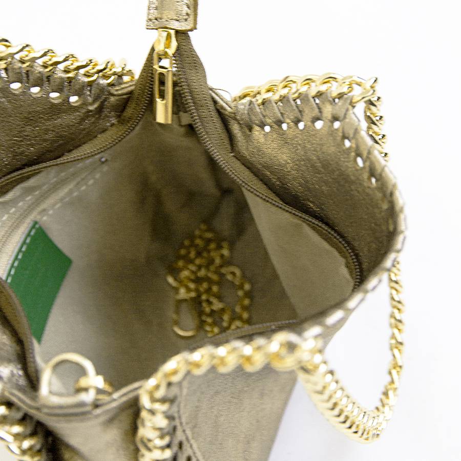 Laura Di Maggio LUMI – Borsa Con Catene In Pelle Laminata Platino