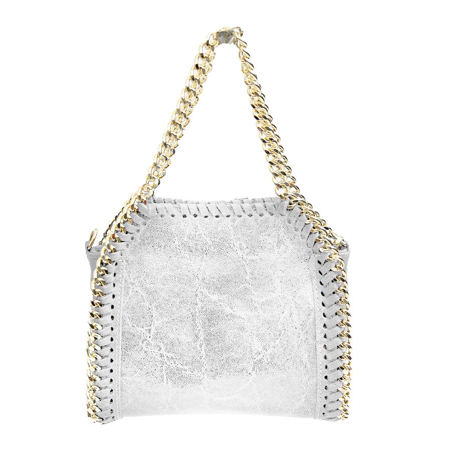 Laura Di Maggio LUMI – Borsa con catene in pelle vintage bianca