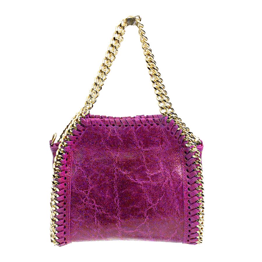 Laura Di Maggio LUMI – Borsa con catene in pelle vintage fuxia