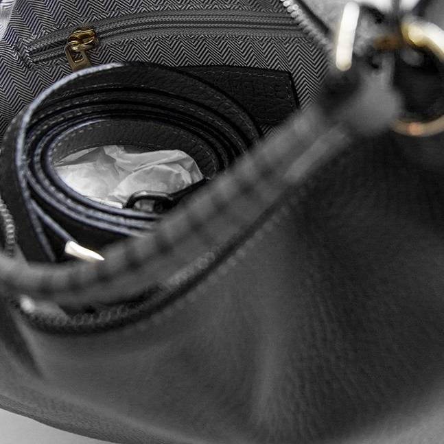 Laura Di Maggio MADRID – Sacca In Pelle Nera Con Manico Lavorato