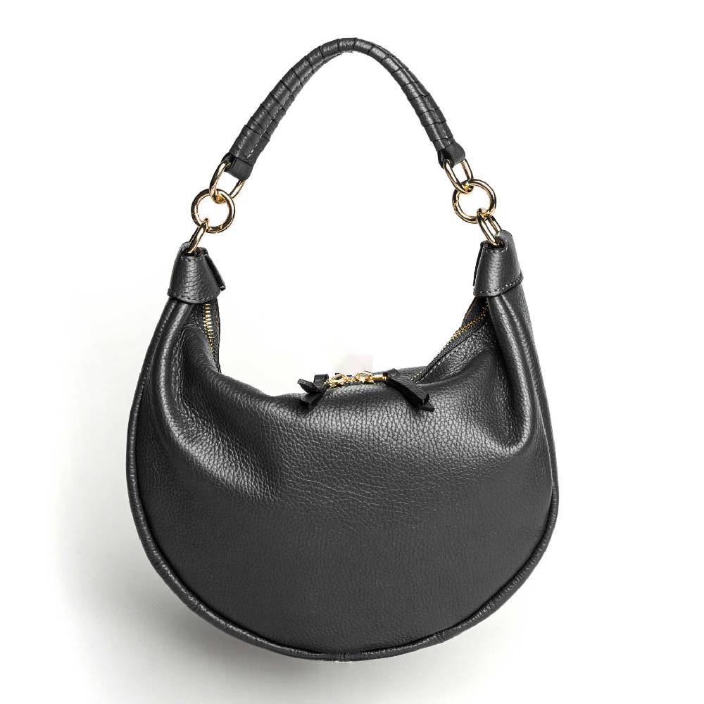 Laura Di Maggio MADRID – Sacca in pelle nera con manico lavorato