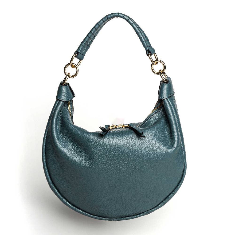 Laura Di Maggio MADRID – Sacca in pelle petrolio con manico lavorato