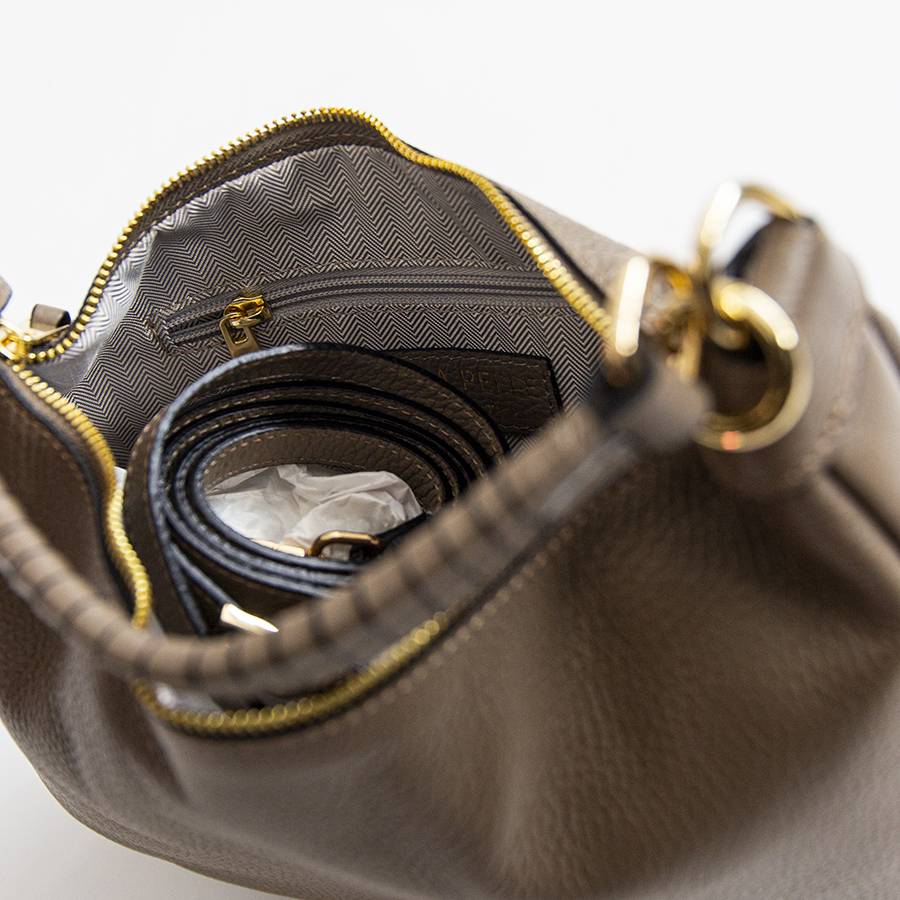 Laura Di Maggio MADRID – Sacca In Pelle Taupe Con Manico Lavorato