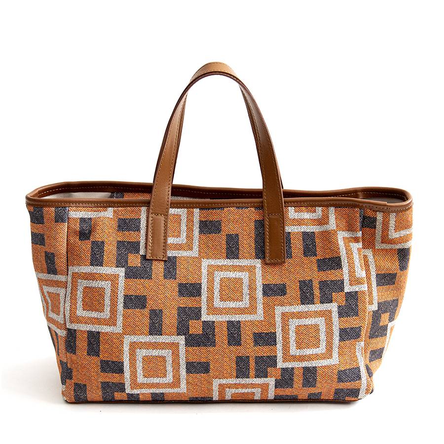 Laura Di Maggio MILANO FANTASY – Borsa in pelle e camoscio stampato arancio