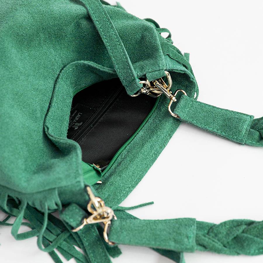Laura Di Maggio MONTANA – Sacca In Camoscio Con Manico A Treccia Smeraldo