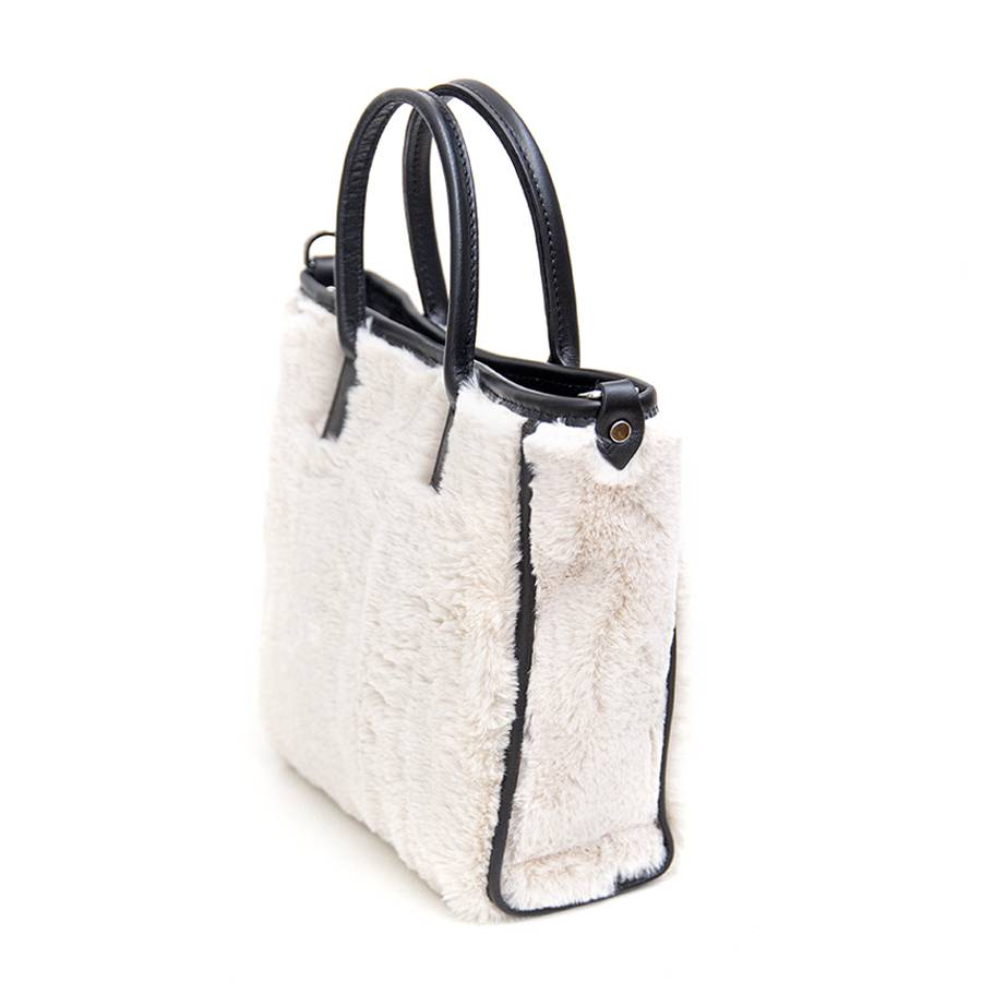 Laura Di Maggio MOSCA – Borsa In Pelo Ecologico E Pelle Soft Panna