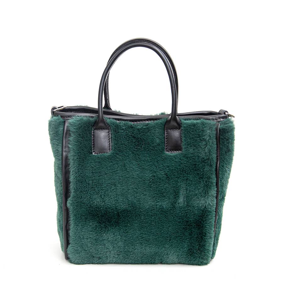 Laura Di Maggio MOSCA – Borsa in pelo ecologico e pelle soft verde