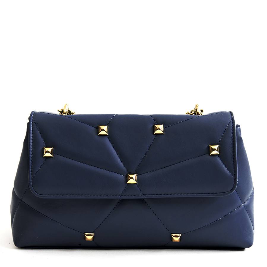 Laura Di Maggio MUSA – borsa in pelle nappa trapuntata con borchie notte