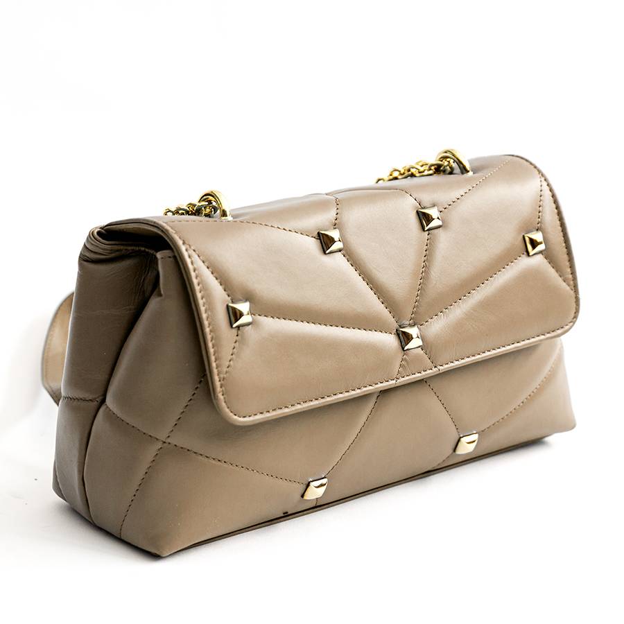 Laura Di Maggio MUSA – Borsa In Pelle Nappa Trapuntata Con Borchie Taupe
