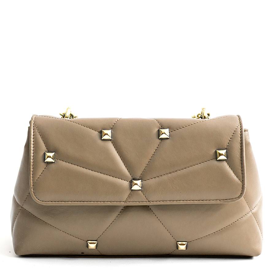Laura Di Maggio MUSA – borsa in pelle nappa trapuntata con borchie taupe