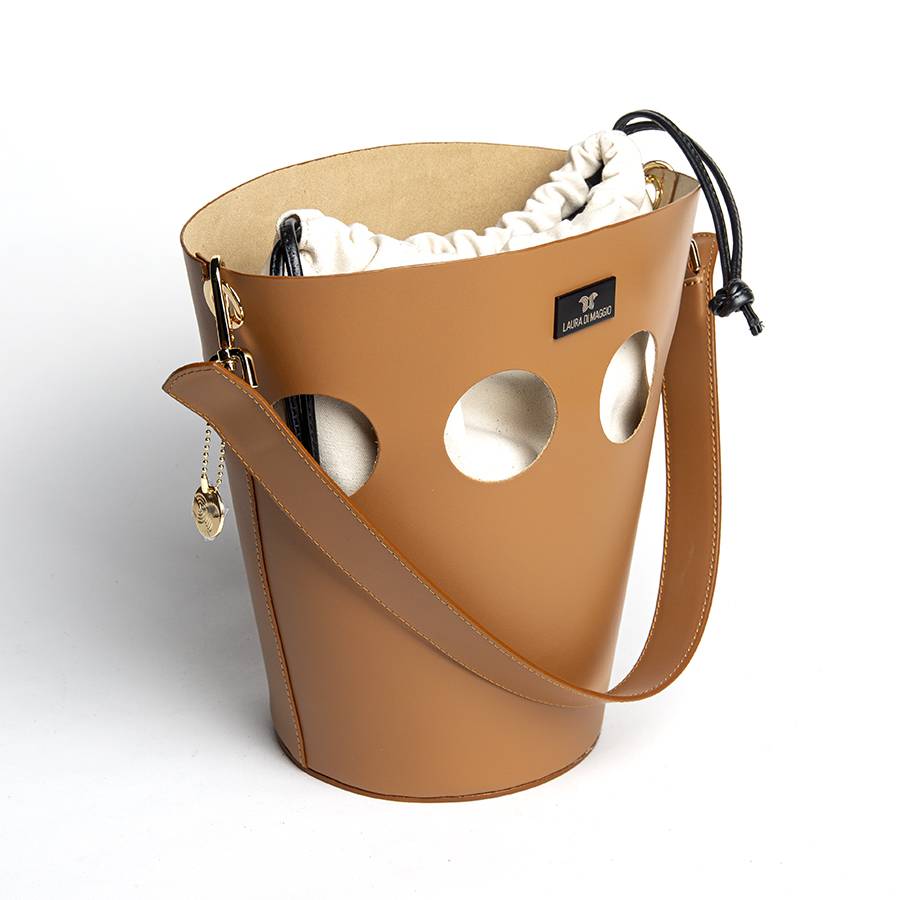 Laura Di Maggio NOAH BUCKET – Borsa In Pelle Elegant Traforata Cuoio