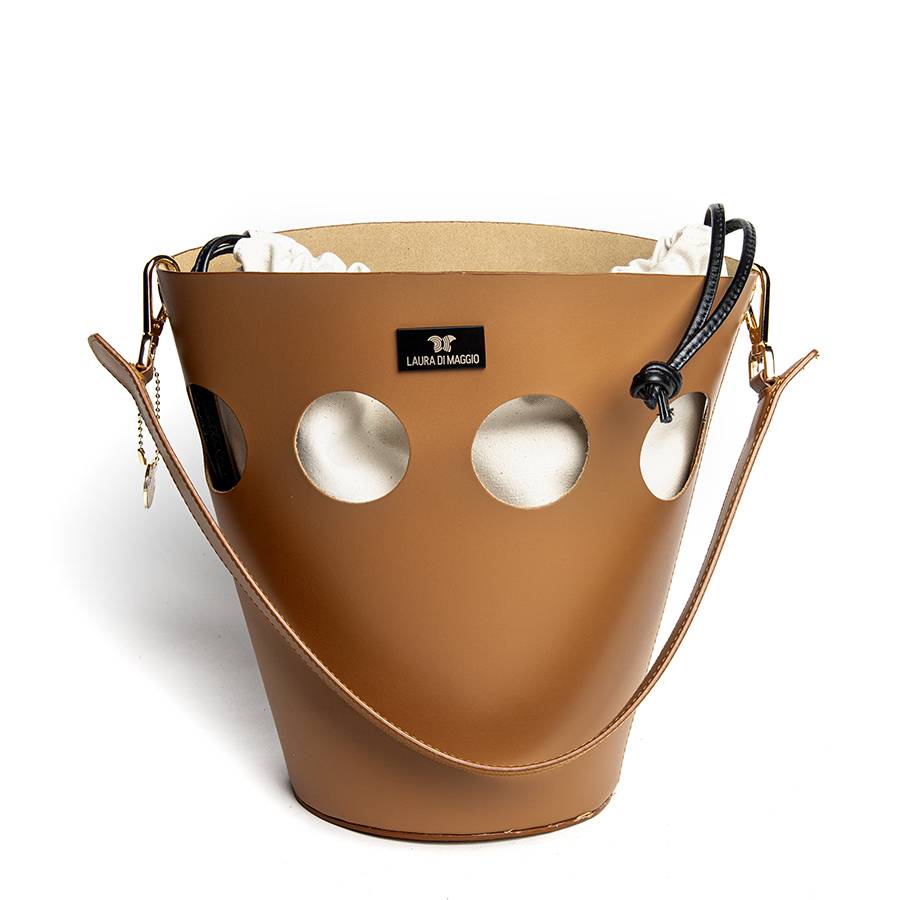 Laura Di Maggio NOAH BUCKET – Borsa in pelle elegant traforata cuoio