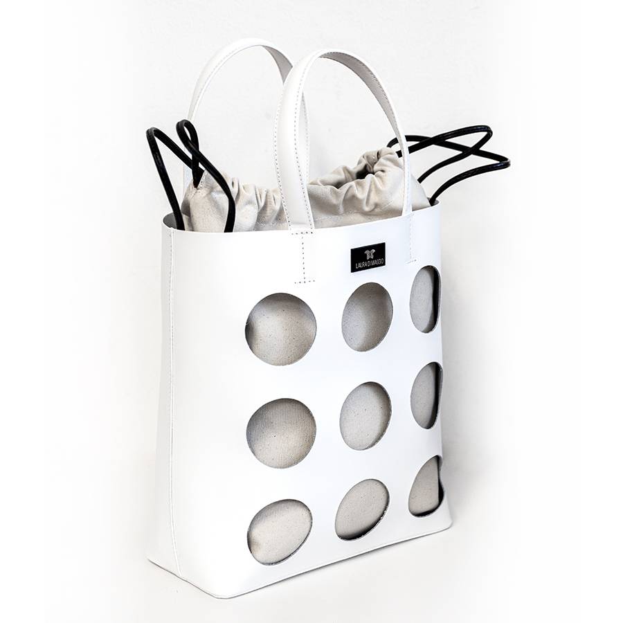Laura Di Maggio NOAH TOTE – Borsa In Pelle Elegant Traforata Bianca
