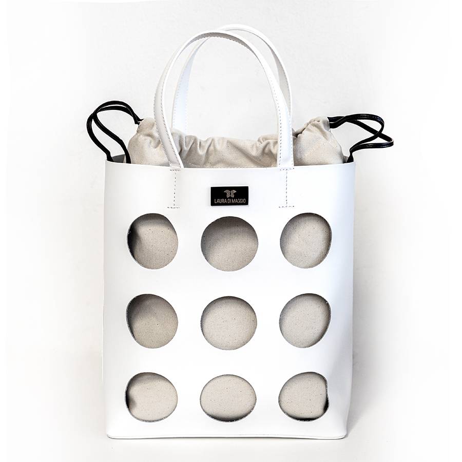Laura Di Maggio NOAH TOTE – Borsa in pelle elegant traforata bianca